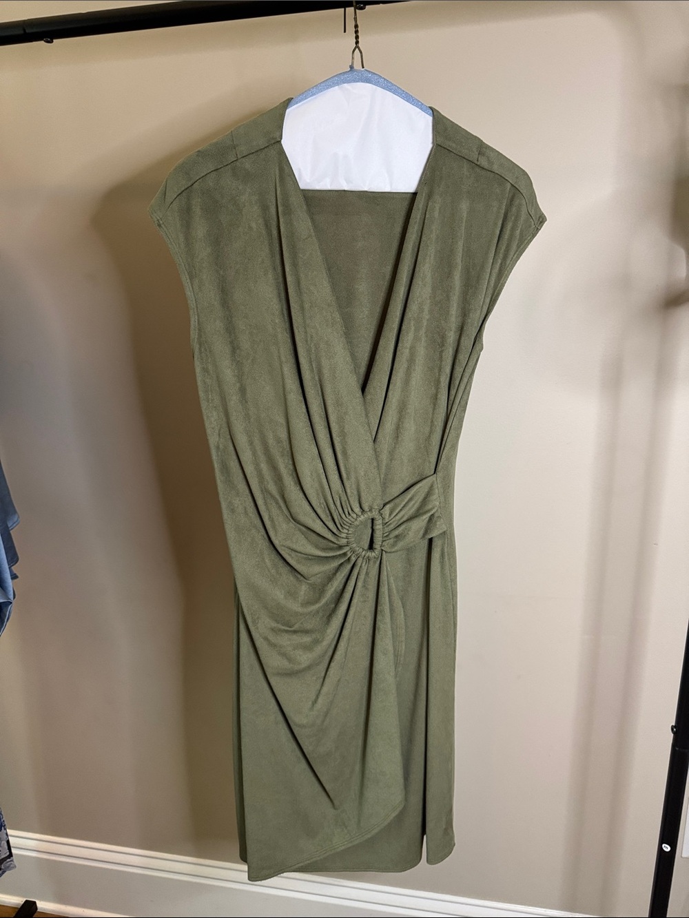 Tommy Bahama Olive Draped Knot-Front Midi Dress